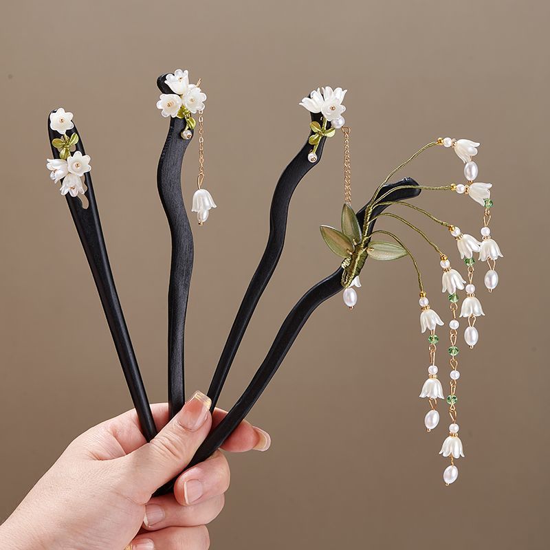 Board Game Go - Wooden Flower Hairpin Vintage Convallaria Majalis