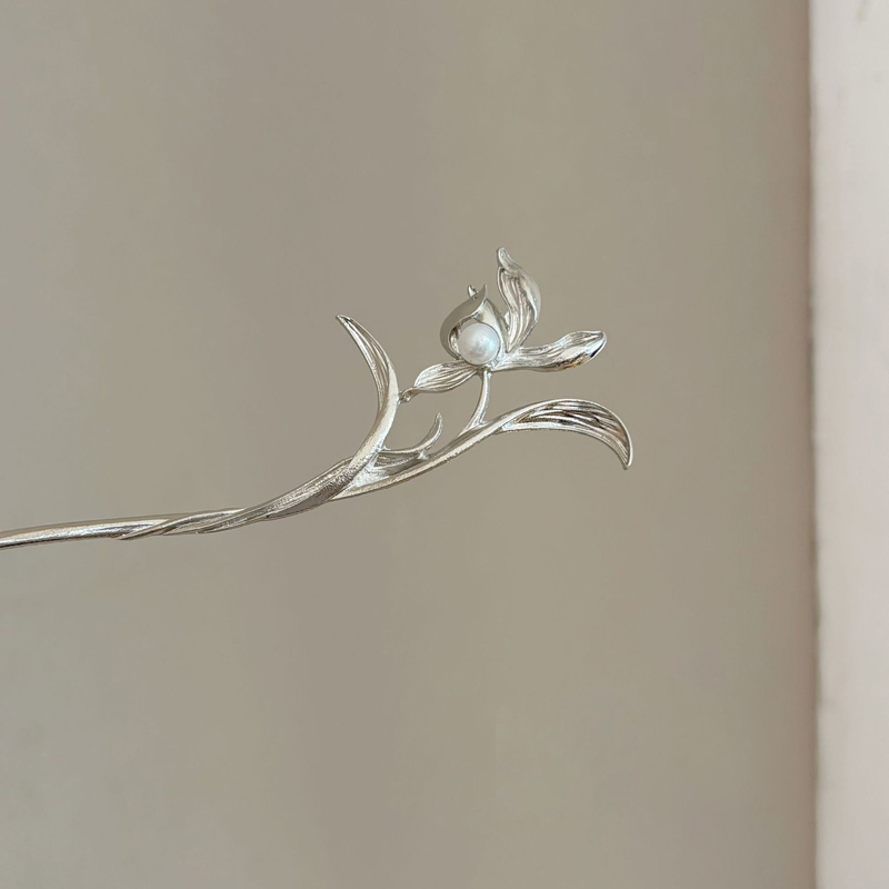 Board Game Go - New Chinese Style Silver Orchid Hairpin